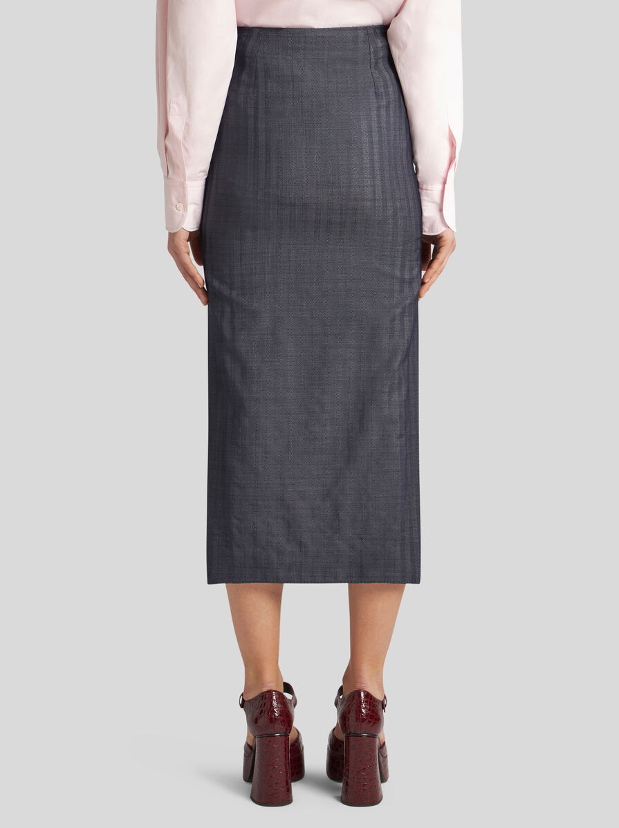 Etro Elegant Blue Midi Skirt With Stylish Side Openings In Black