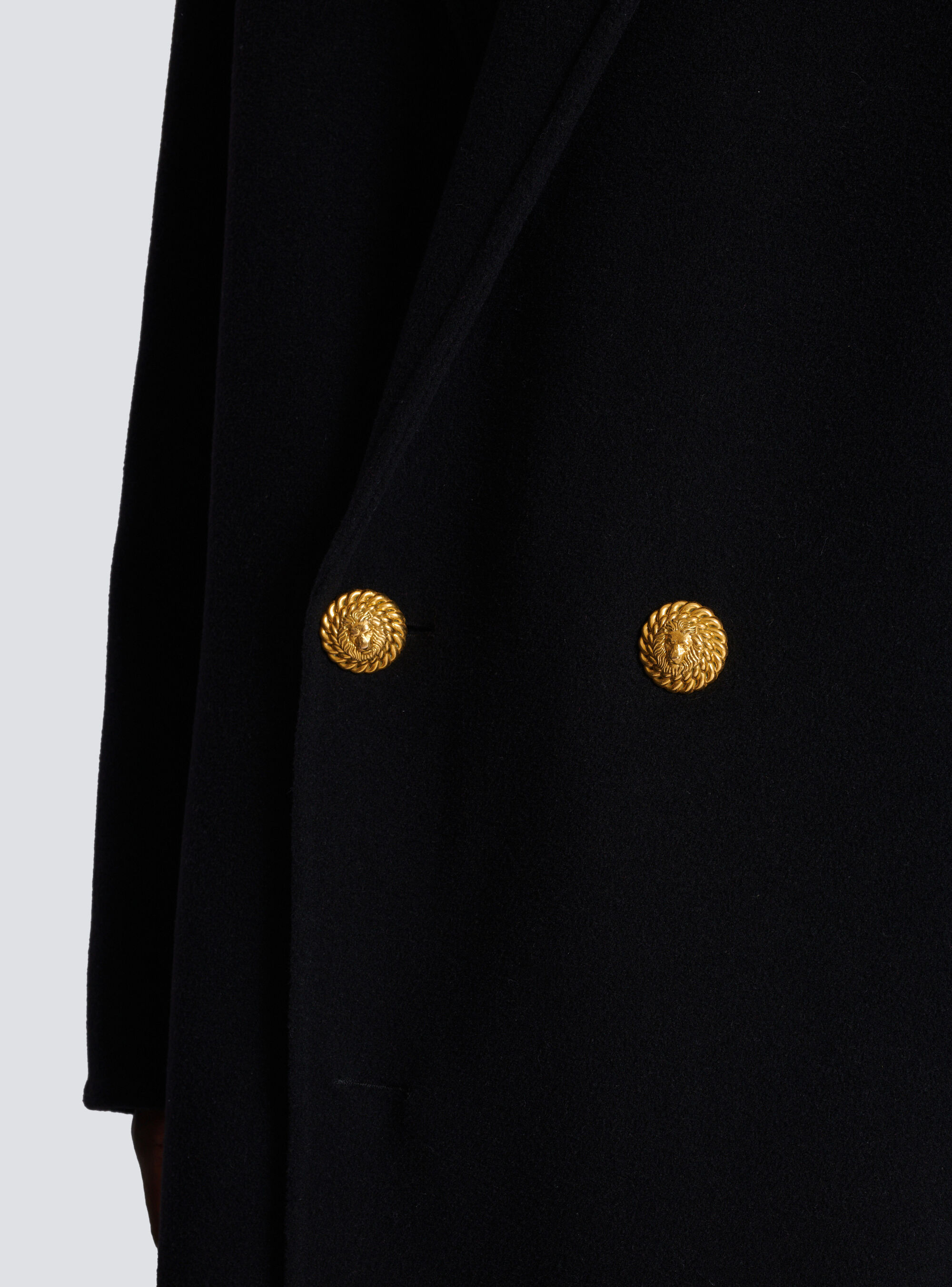BALMAIN LONG COAT IN DOUBLE-FACED WOOL