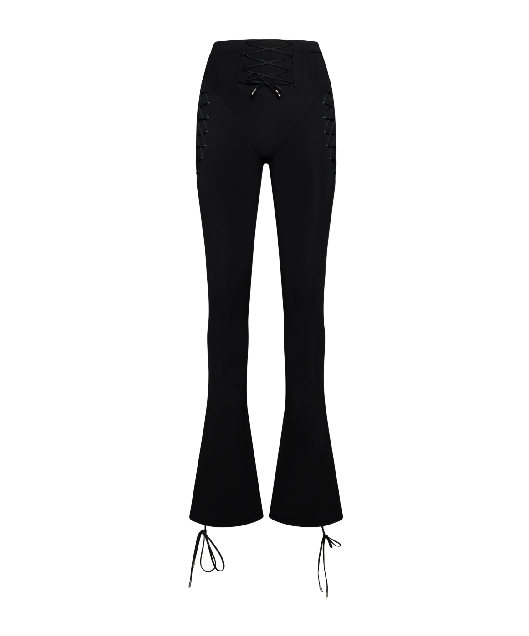 Off-white Logo-print Lace-up Leggings In Black