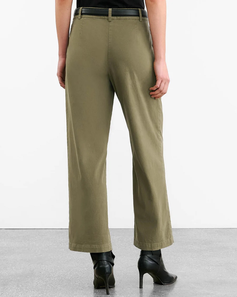Nili Lotan Nohan Brushed Cotton-blend Twill Wide-leg Pants In Green