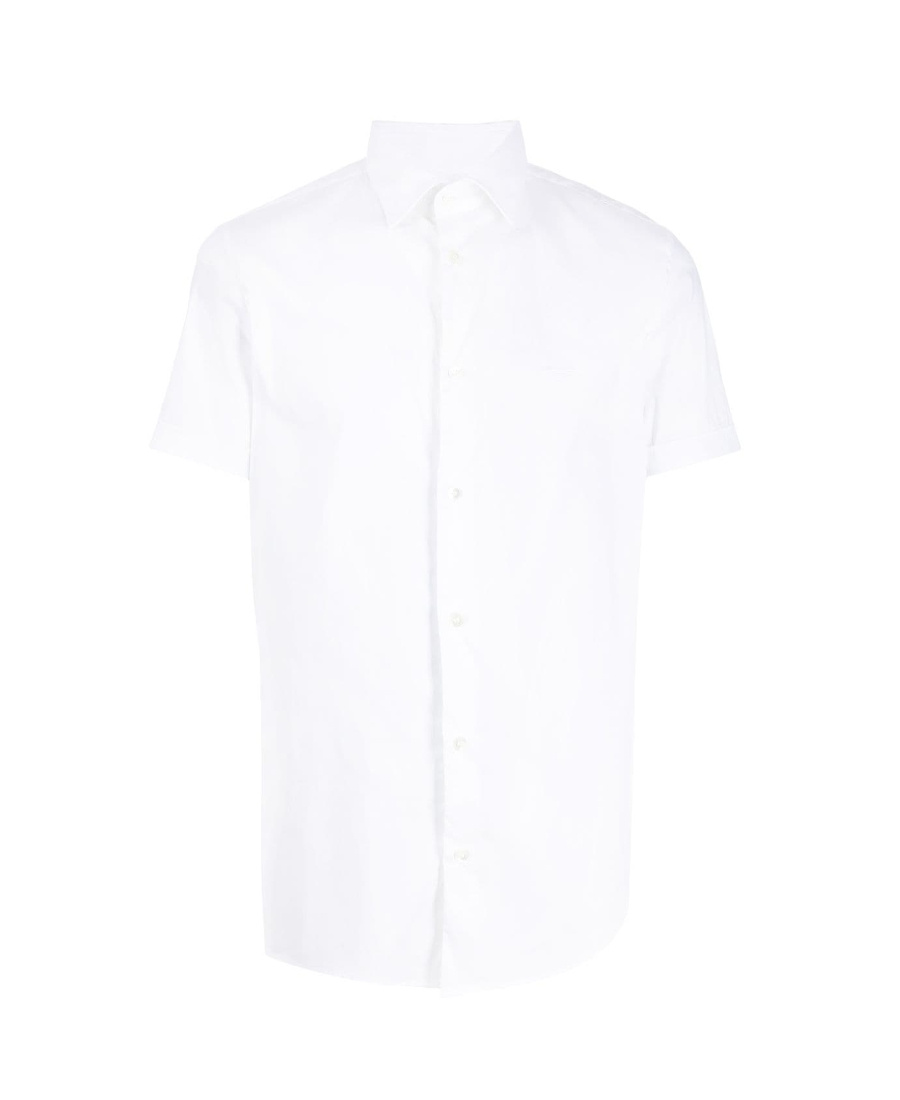 Emporio Armani Camicia Bianca In Jersey Misto Lyocell In White