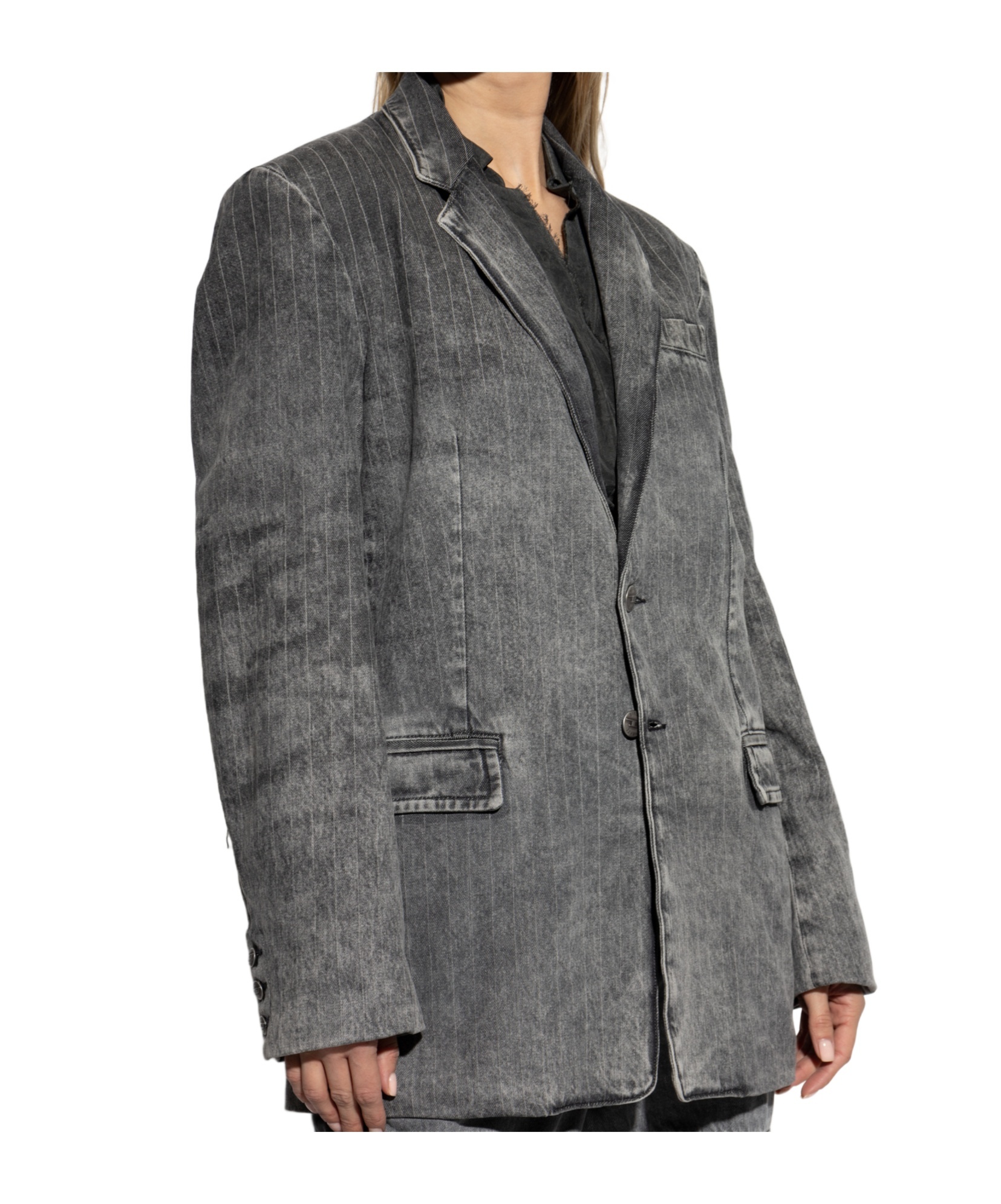 Diesel Long-sleeved Denim Jacket In Black