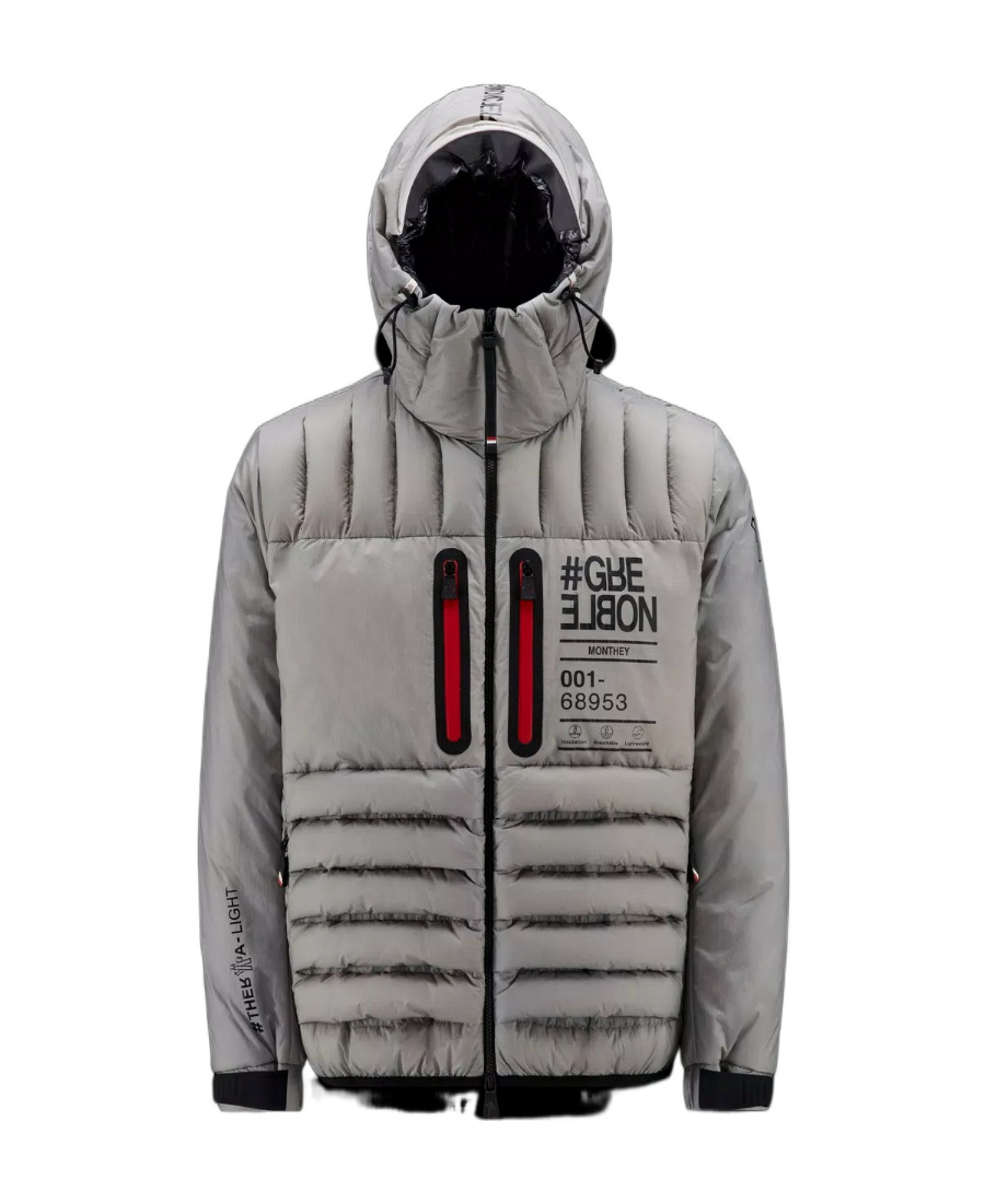 Moncler Logo-patch Padded Down Jacket In Gray