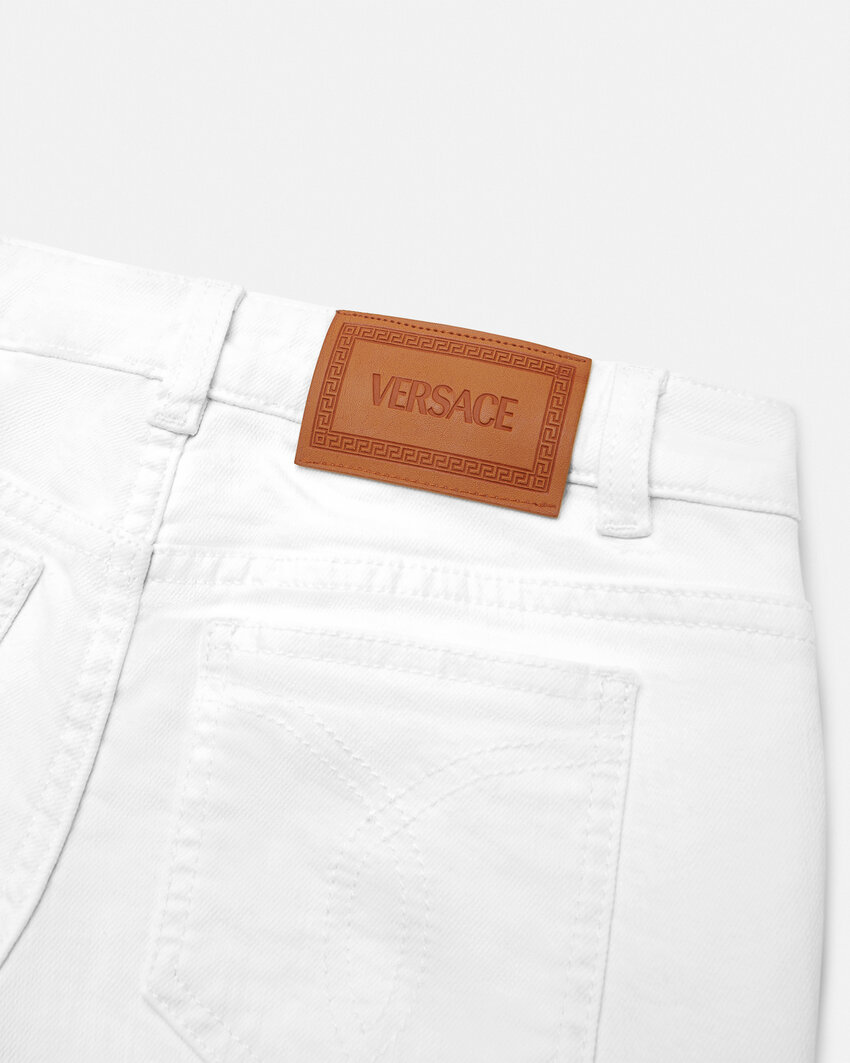 Versace Logo-patch Flared Jeans In White