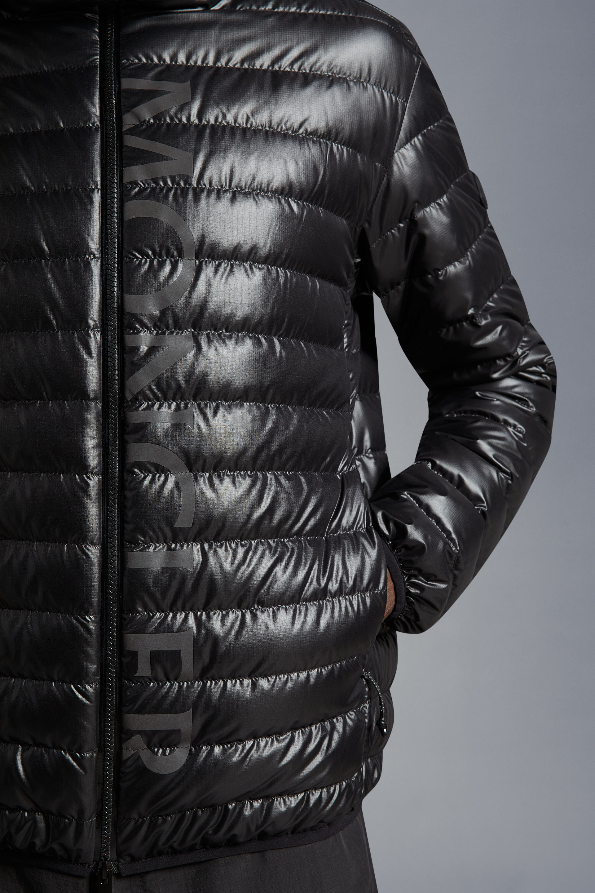 Moncler Tonal Logo-print Padded Jacket In Black