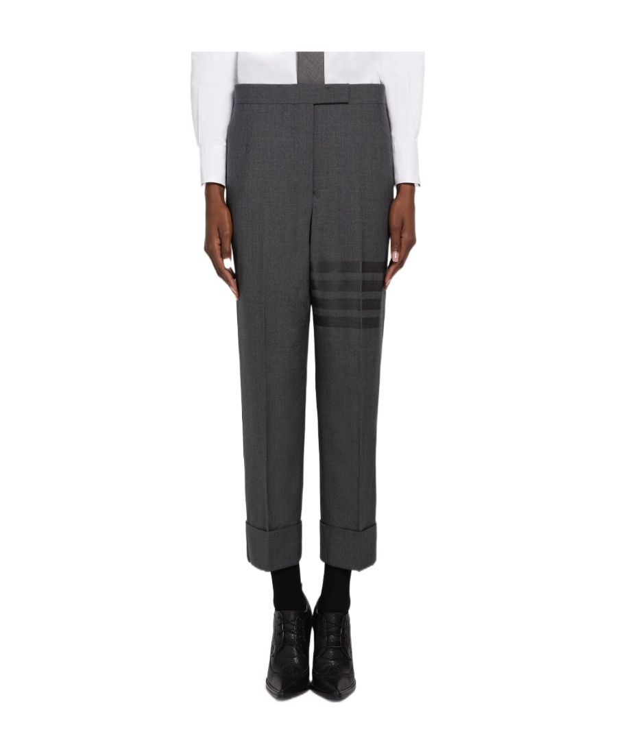 THOM BROWNE 4-BAR STRIPE CROPPED WOOL TROUSERS