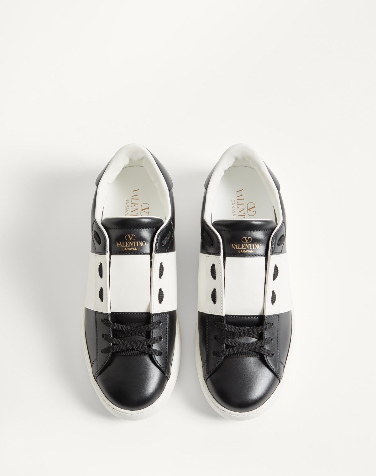 Valentino Open Low-top Sneakers Rubber Sole In Black