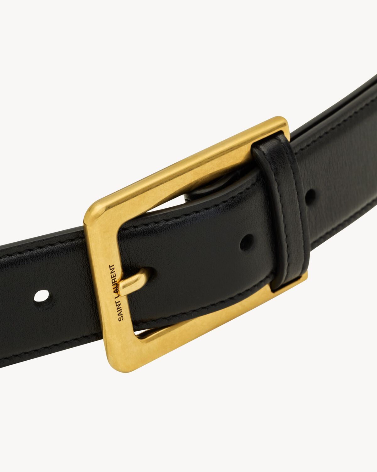 Saint Laurent Leather-loop Belt In Black