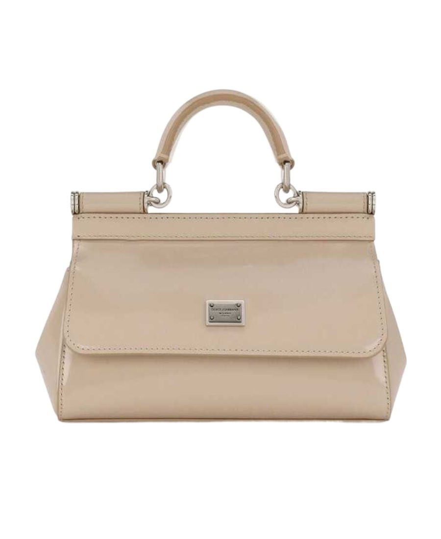 Dolce & Gabbana Sicily Patent Tote Bag In Nude