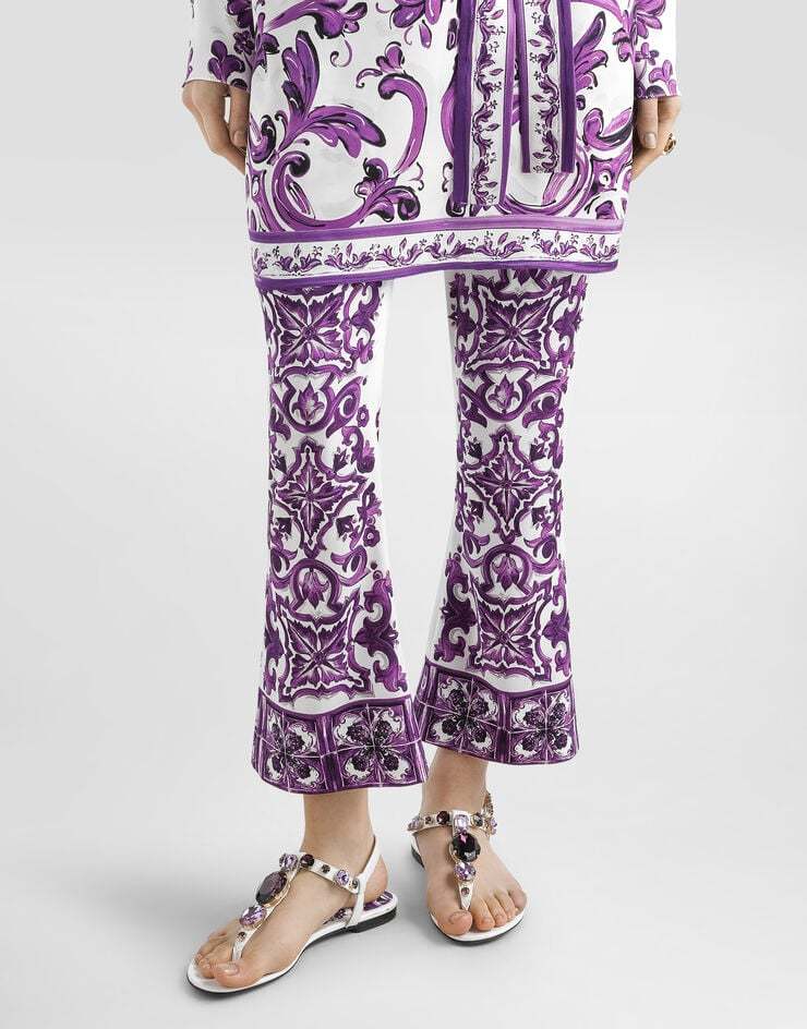 Dolce & Gabbana Majolica-print Trousers In Purple