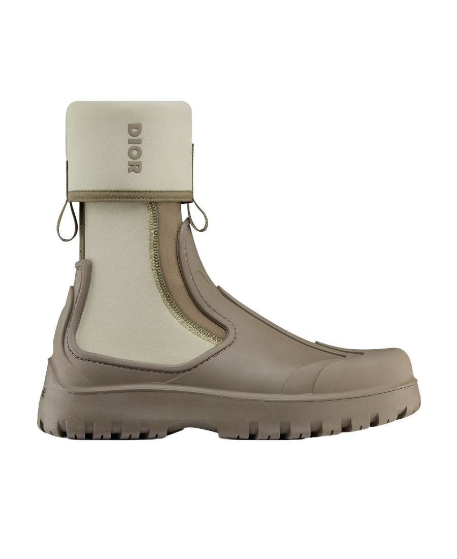 Dior Homme Man Ankle Boots Khaki Size 12 Textile Fibers In Nude