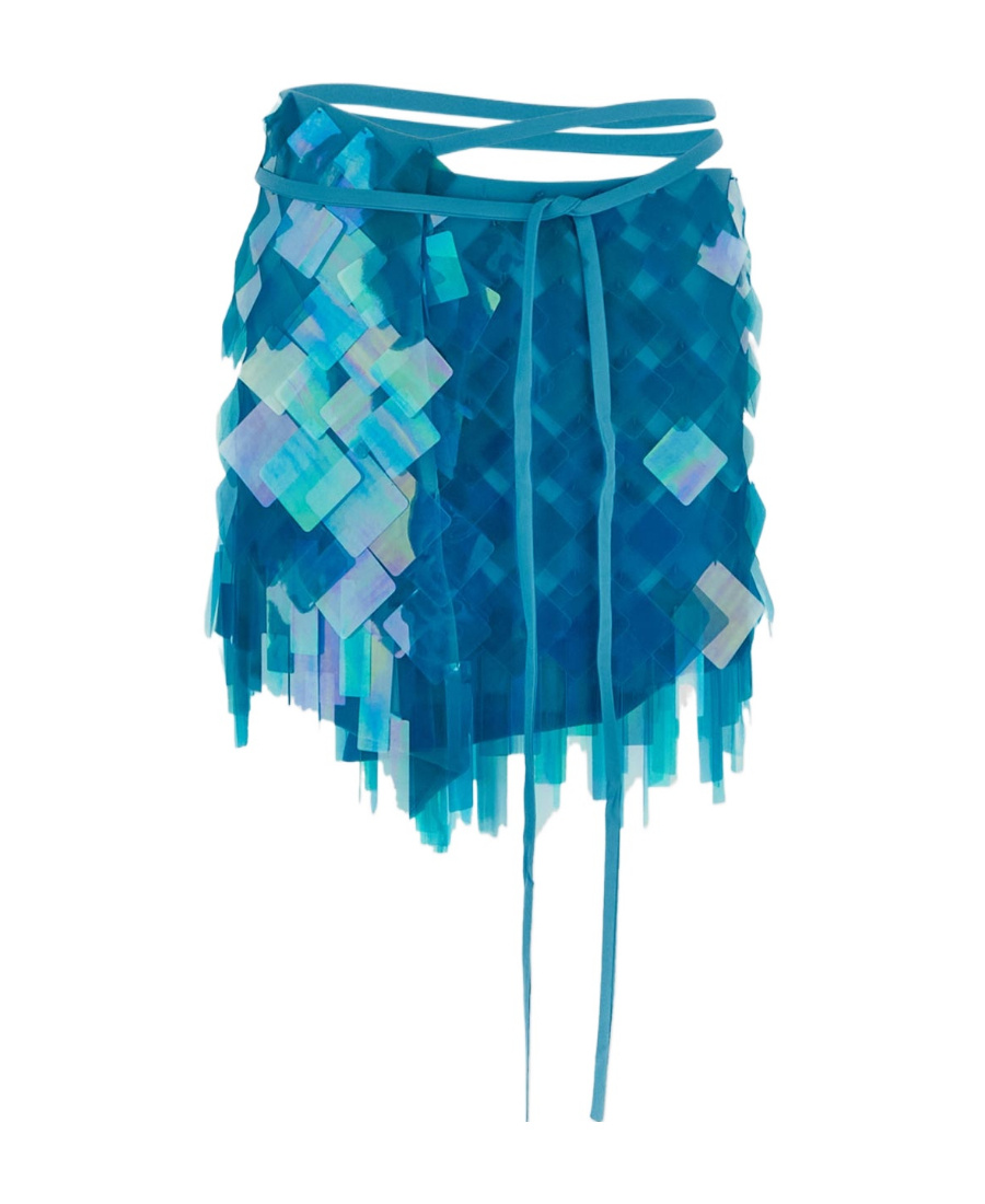 Attico The Embellished Mini Skirt In Blue