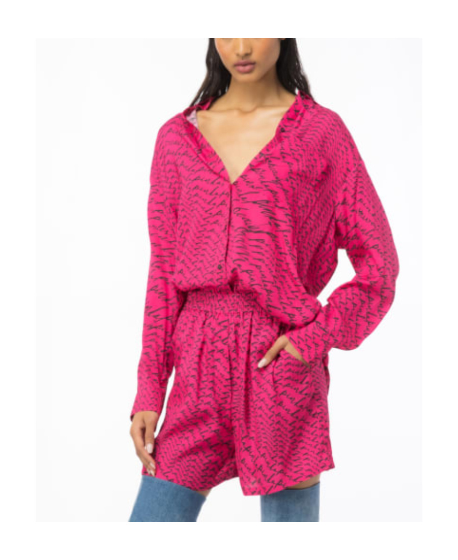 PINKO LOGO-PRINT LONG-SLEEVE SHIRT