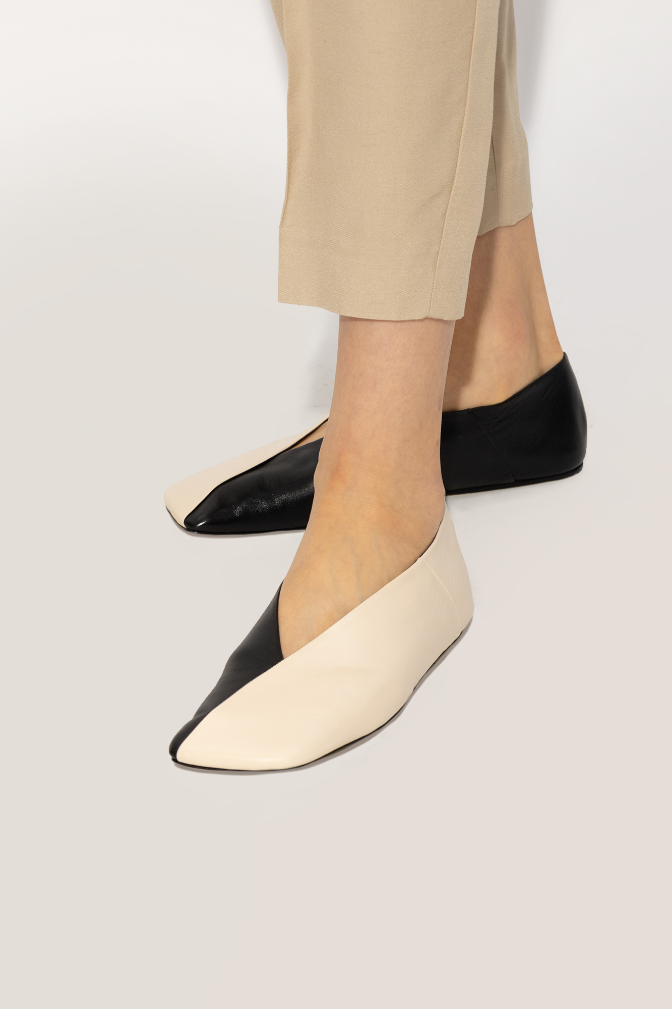 Jil Sander Sandy-colored Leather Ballet Flats In Nude