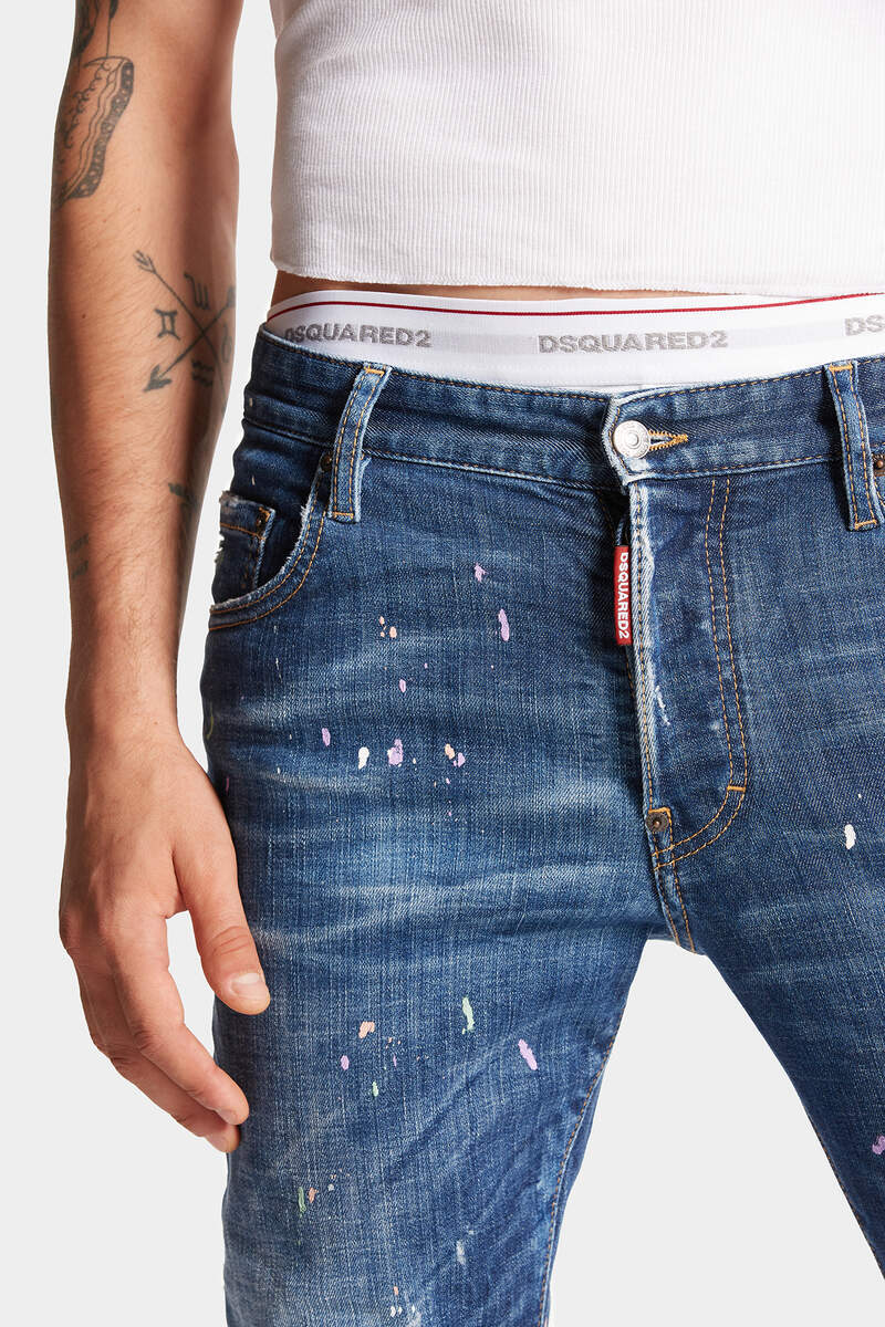 Shop Dsquared2 Paint-splatter Slim-cut Jeans In Blue