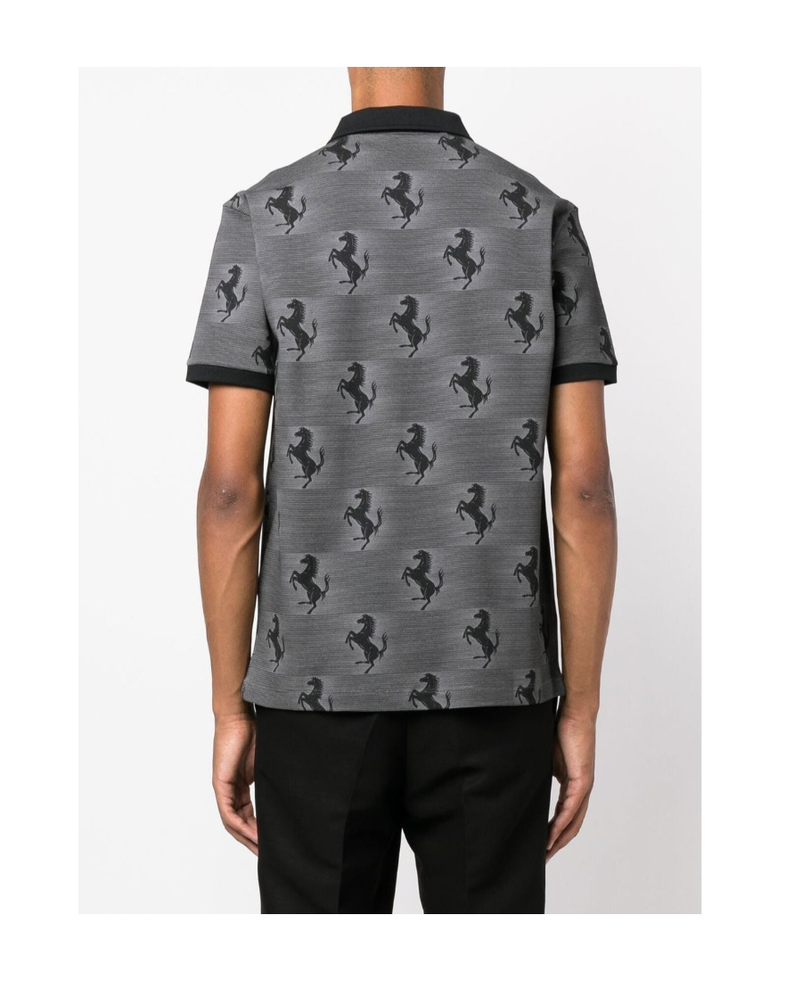 Ferrari All-over Logo-print Polo Shirt In Gray