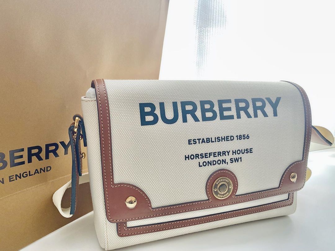 Shop Burberry Horseferry Print Canvas Note Crossbody Bag In Nude