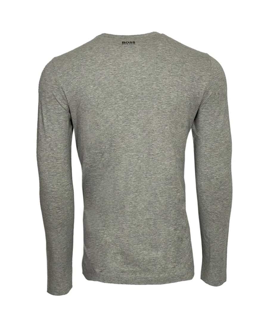 Hugo Boss T-shirt With Round Neck And Long Sleeves In Gray