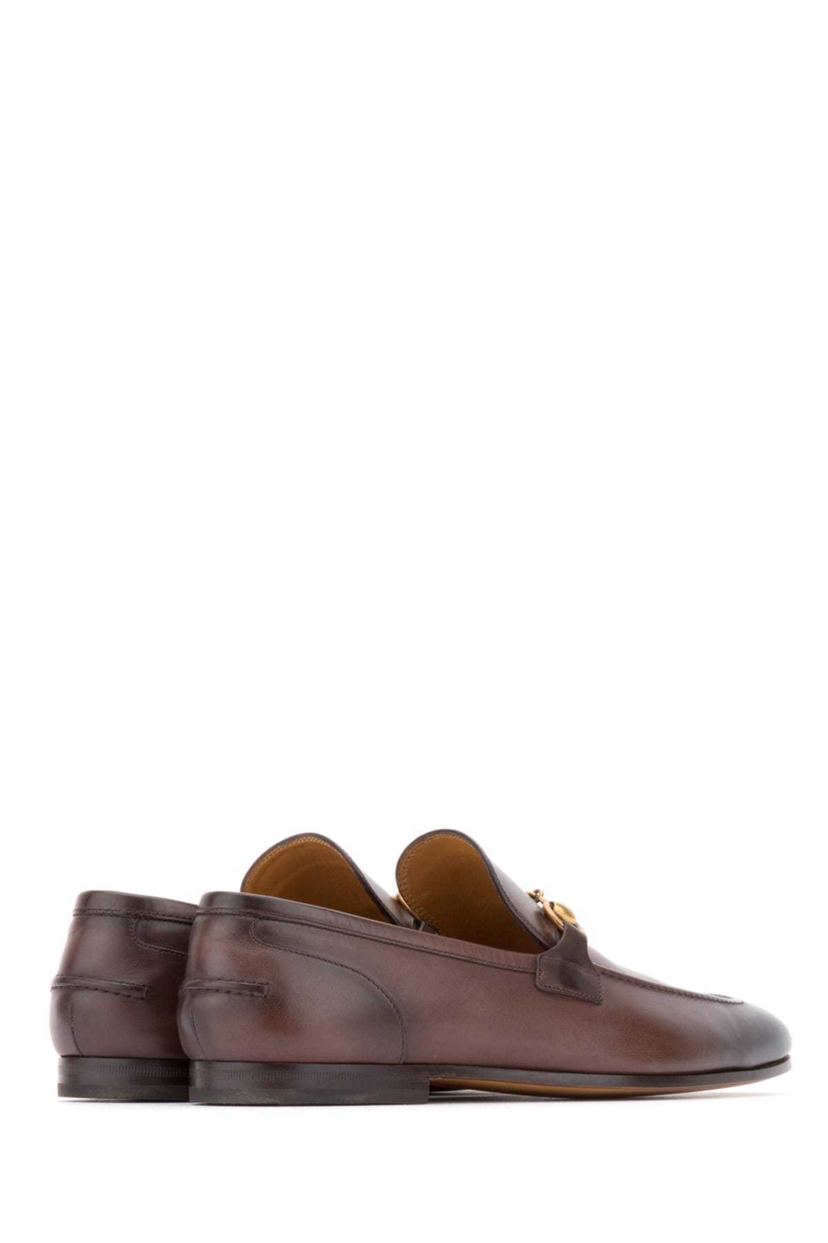 Gucci Men Jordaan Leather Loafers In Brown