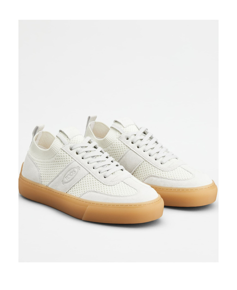Tod's Suede-panelled Low-top Sneakers In White