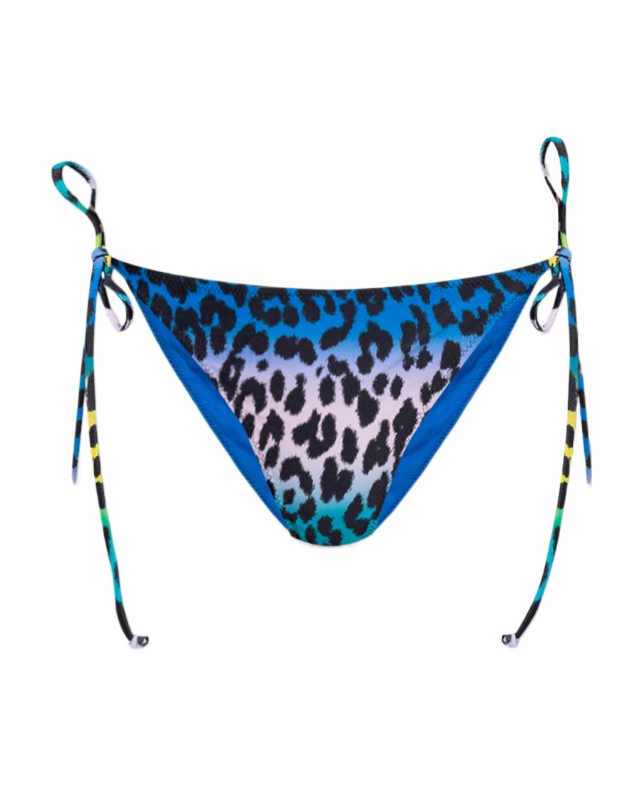 Ganni Leopard-print Bikini Bottoms In Blue