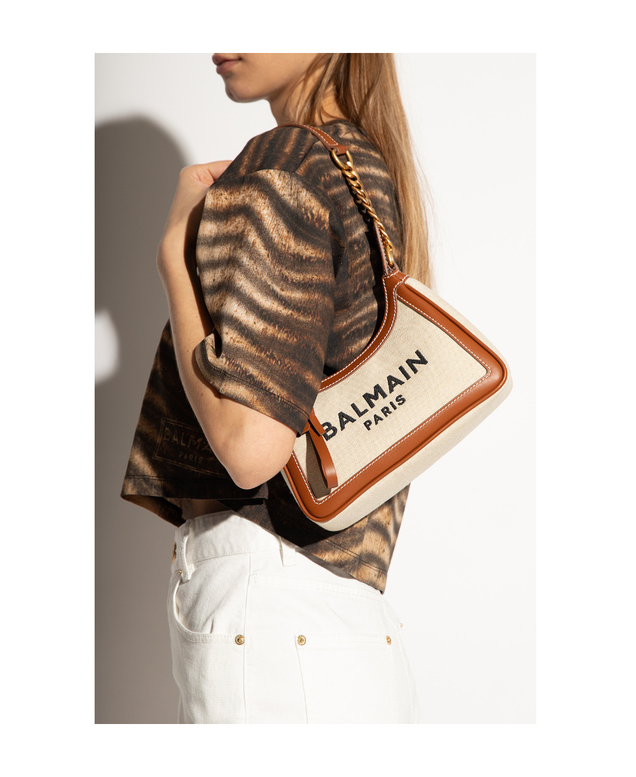 Balmain Logo-print Barmy Shoulder Bag In Nude