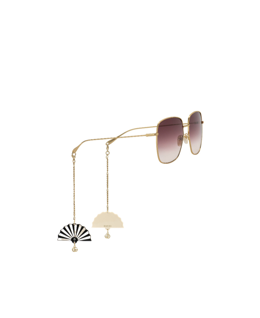 Gucci Charm-detail Square-frame Sunglasses In Nude