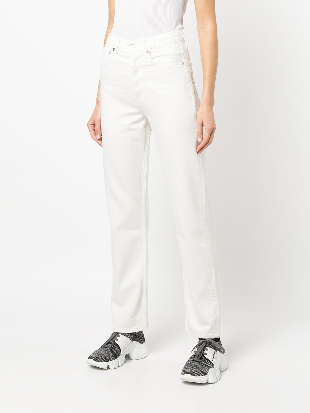Agolde 90s Pinch Waist High Rise Straight Jeans Drum 26 In White