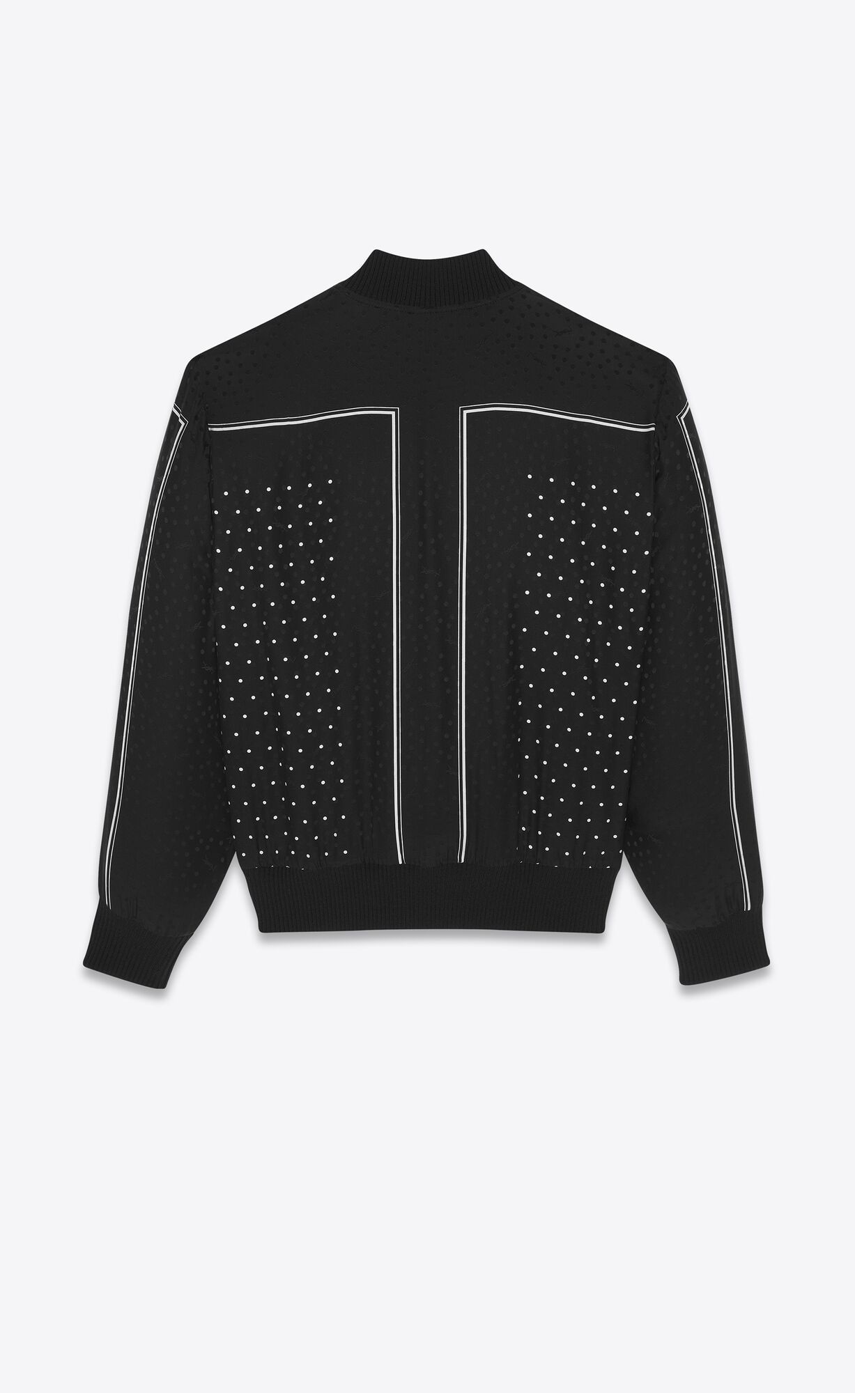 Saint Laurent Polka-dot Pattern Bomber Jacket In Black