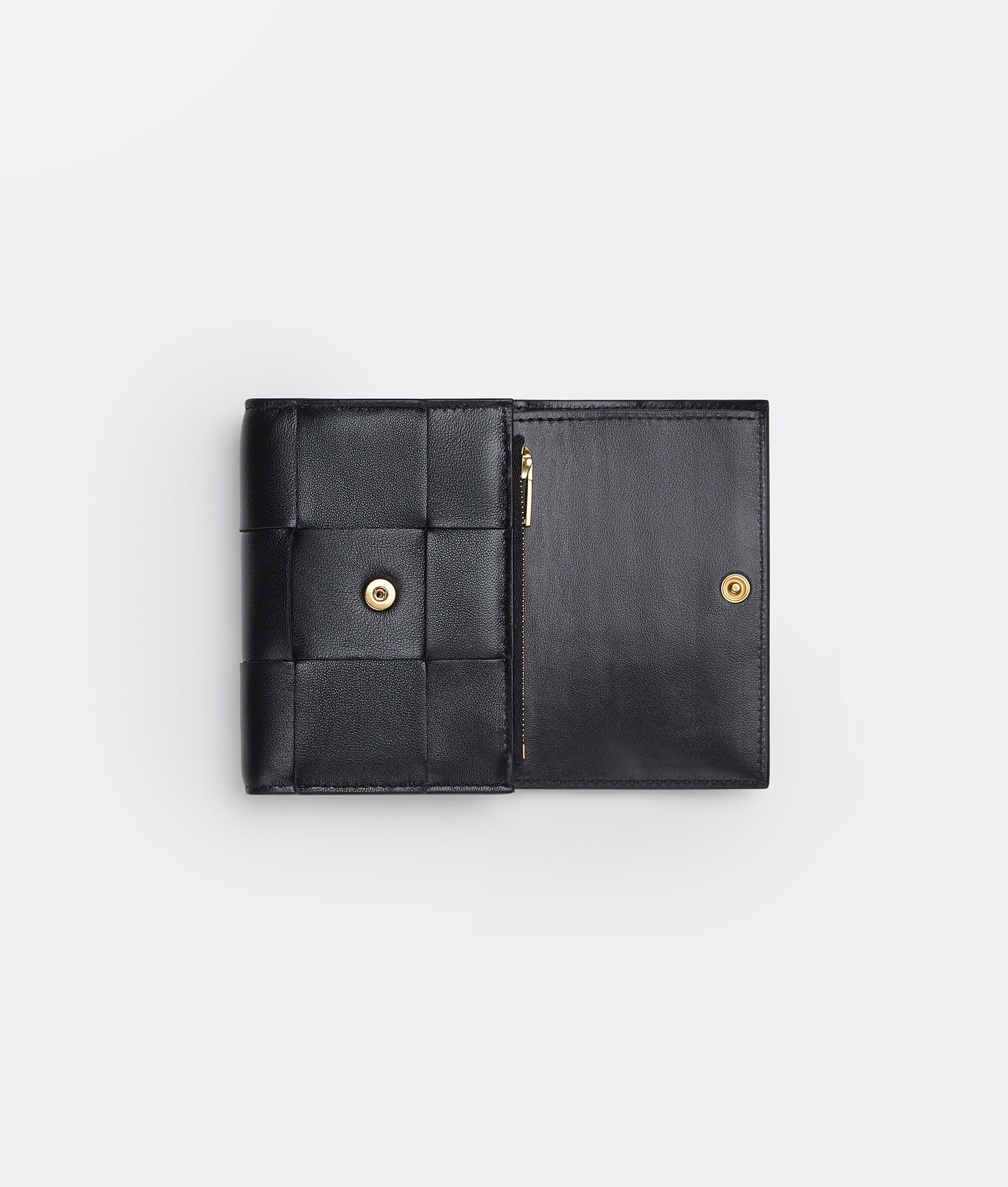 Bottega Veneta Intrecciato Tri-fold Mini Wallet In Black