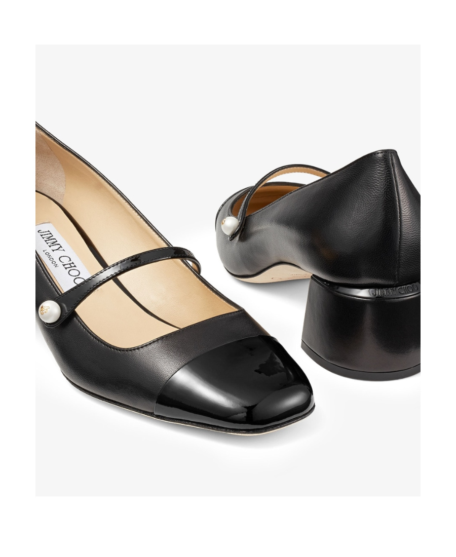 Jimmy Choo 'elisa 45' Black Pumps With Pearl Detail In Black