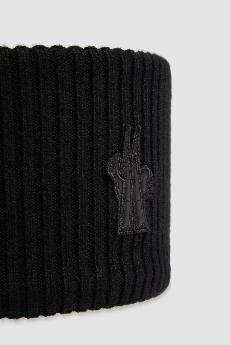 MONCLER LOGO-PATCH WOOL HEADBAND