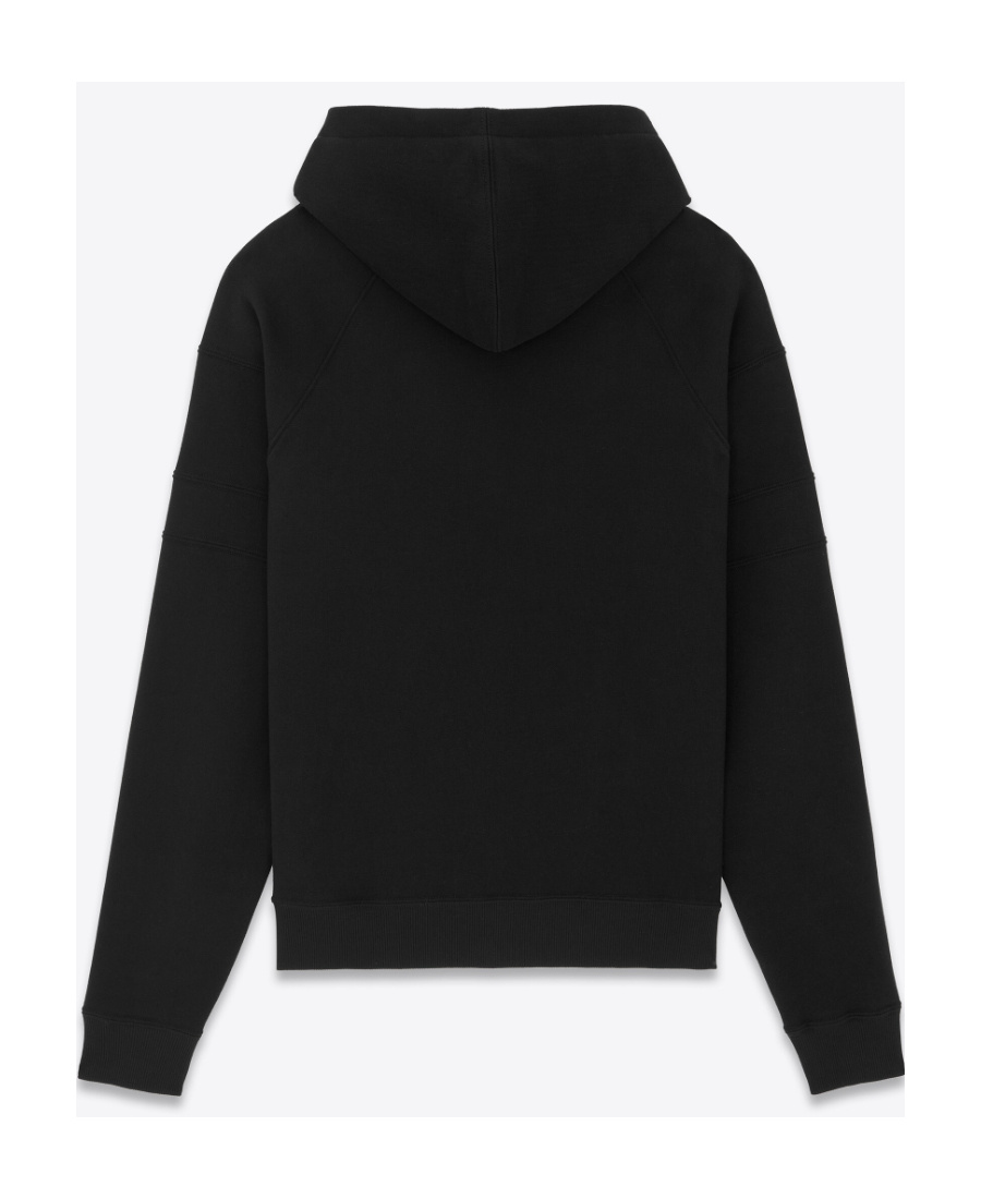 Saint Laurent Embroidered-logo Cotton Hoodie In Black