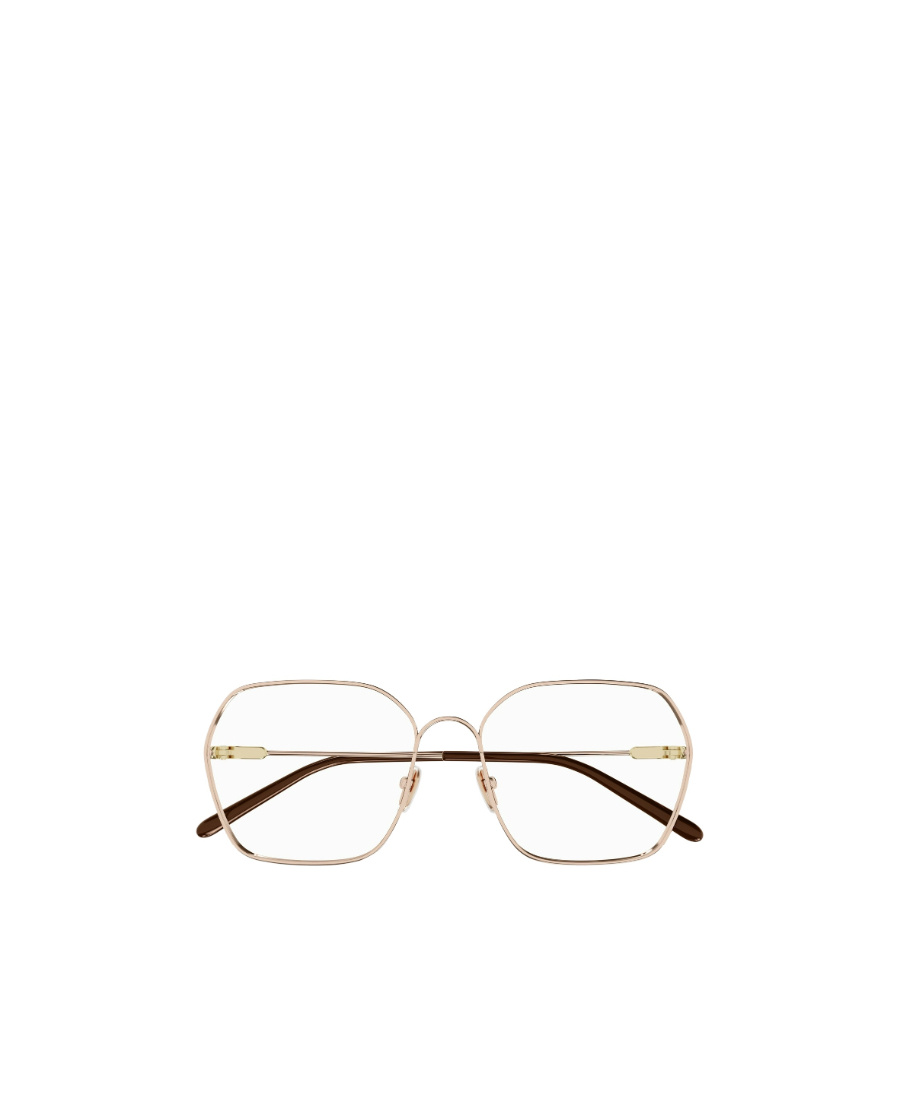 Chloé Metal Geometric-frame Glasses In Brown