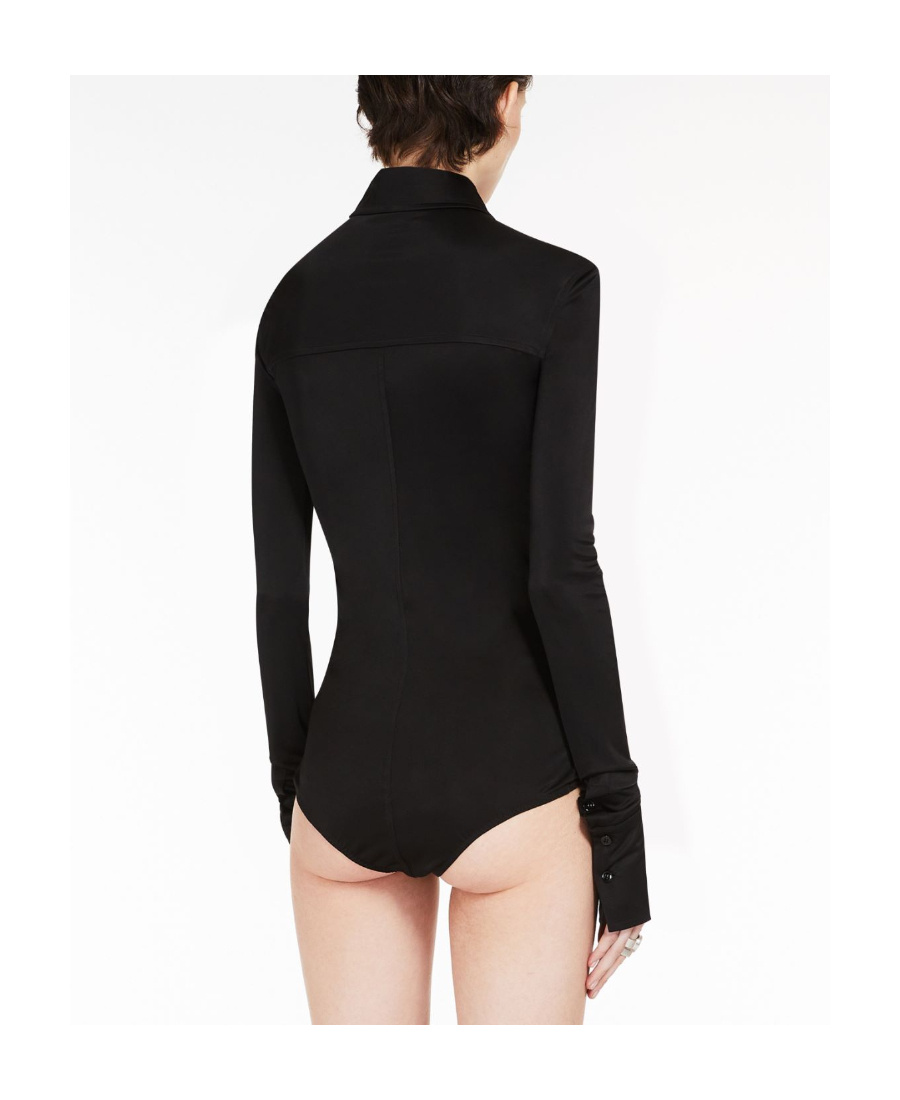 Sportmax Long-sleeved Buttoned Bodysuit In Black
