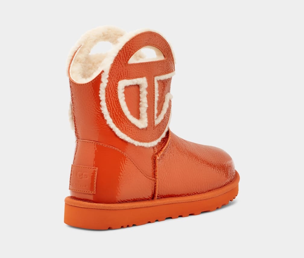 Ugg Patent Calf Leather Cutout Ankle Boots In Orange