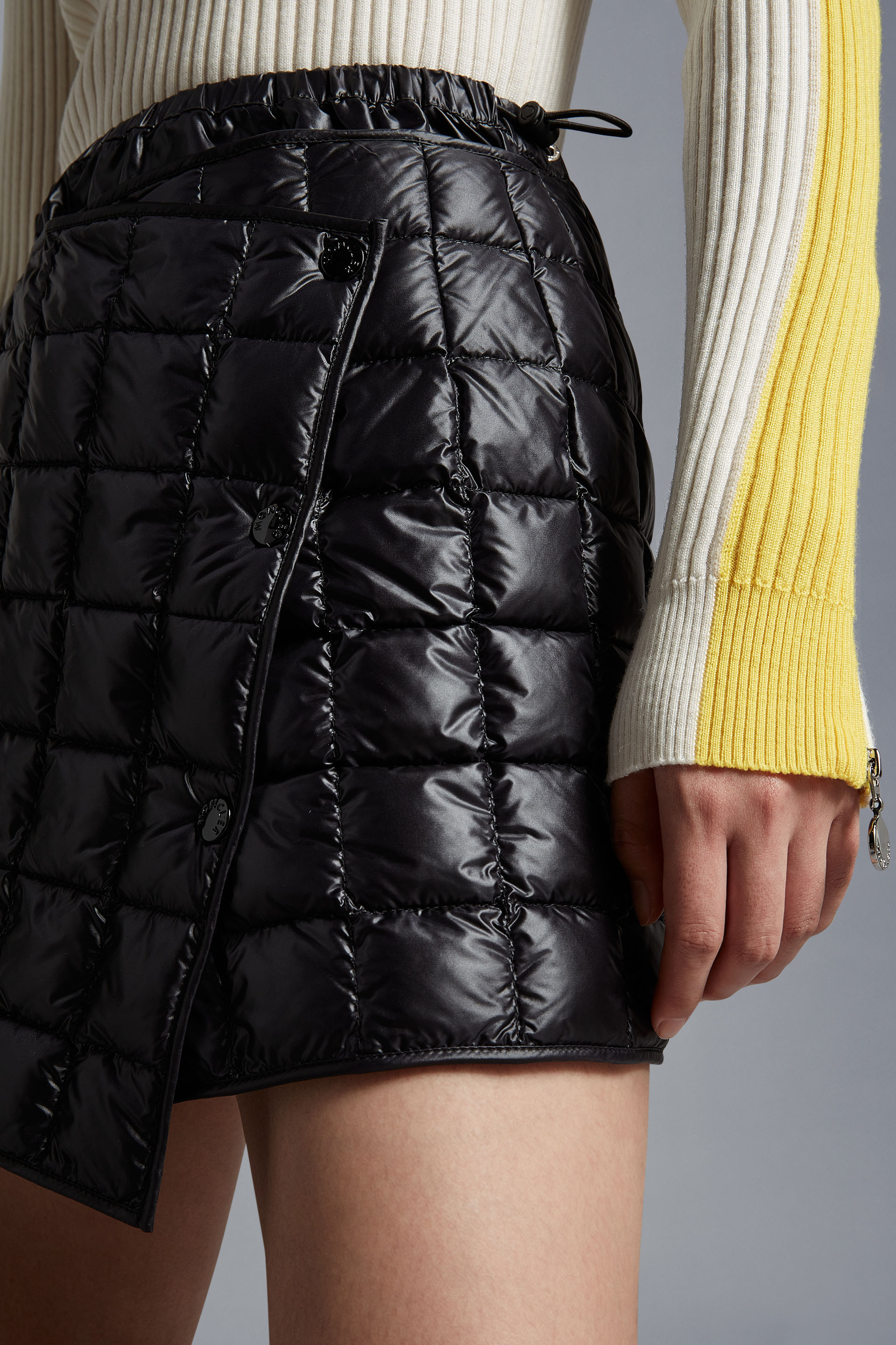 Moncler Quilted Asymmetric Mini Skirt In Black | ModeSens