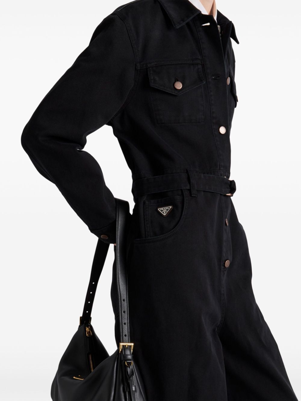 Prada Denim Jumpsuit In Black