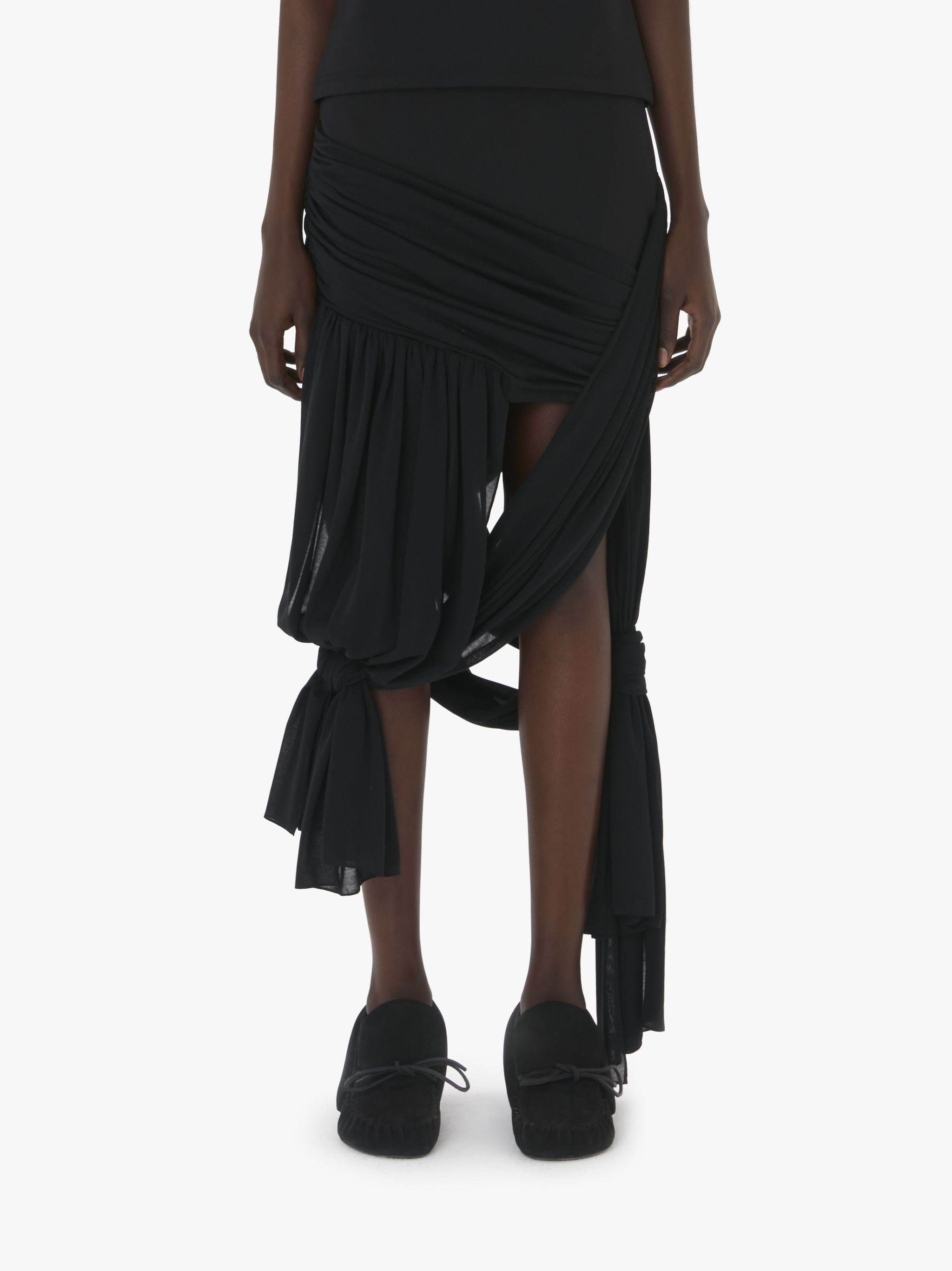 Jw Anderson Draped Wrap Midi Skirt In Black