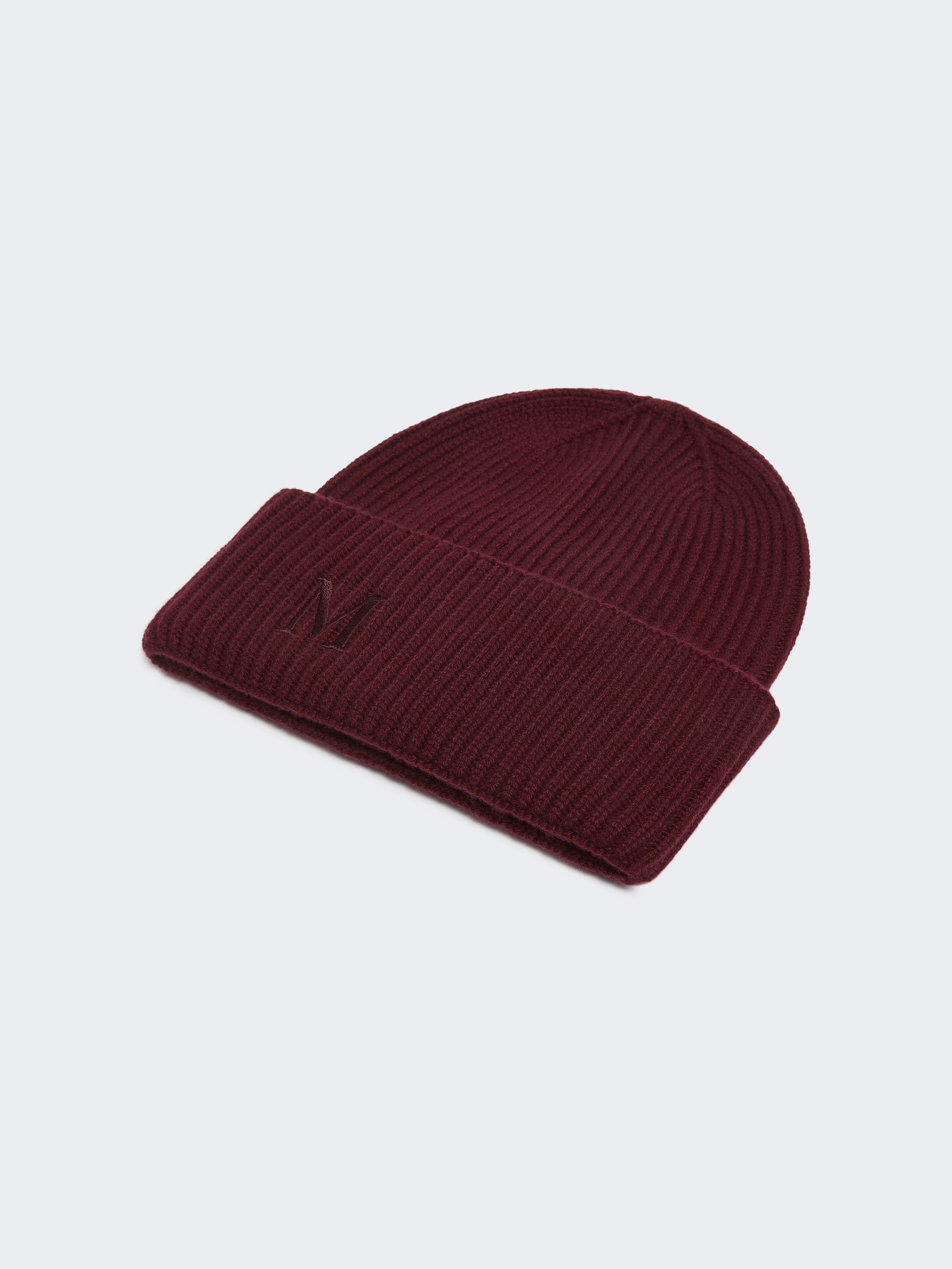 Max Mara Rib-knit Cashmere Beanie Hat In Burgundy