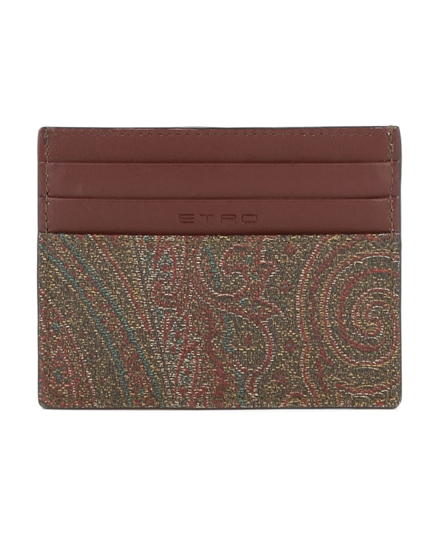 Etro Paisley Card Holder In Brown