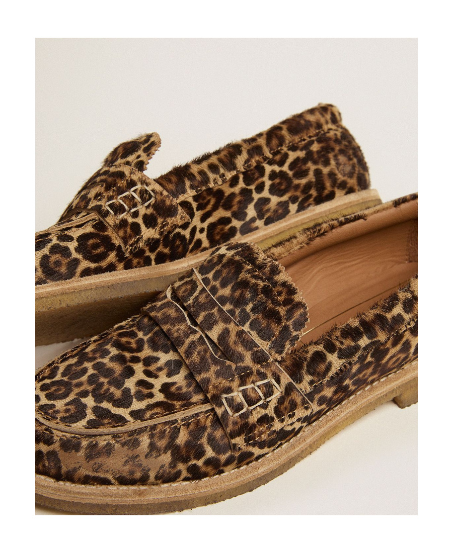 Golden Goose Leopard-print Round-toe Loafers In Brown