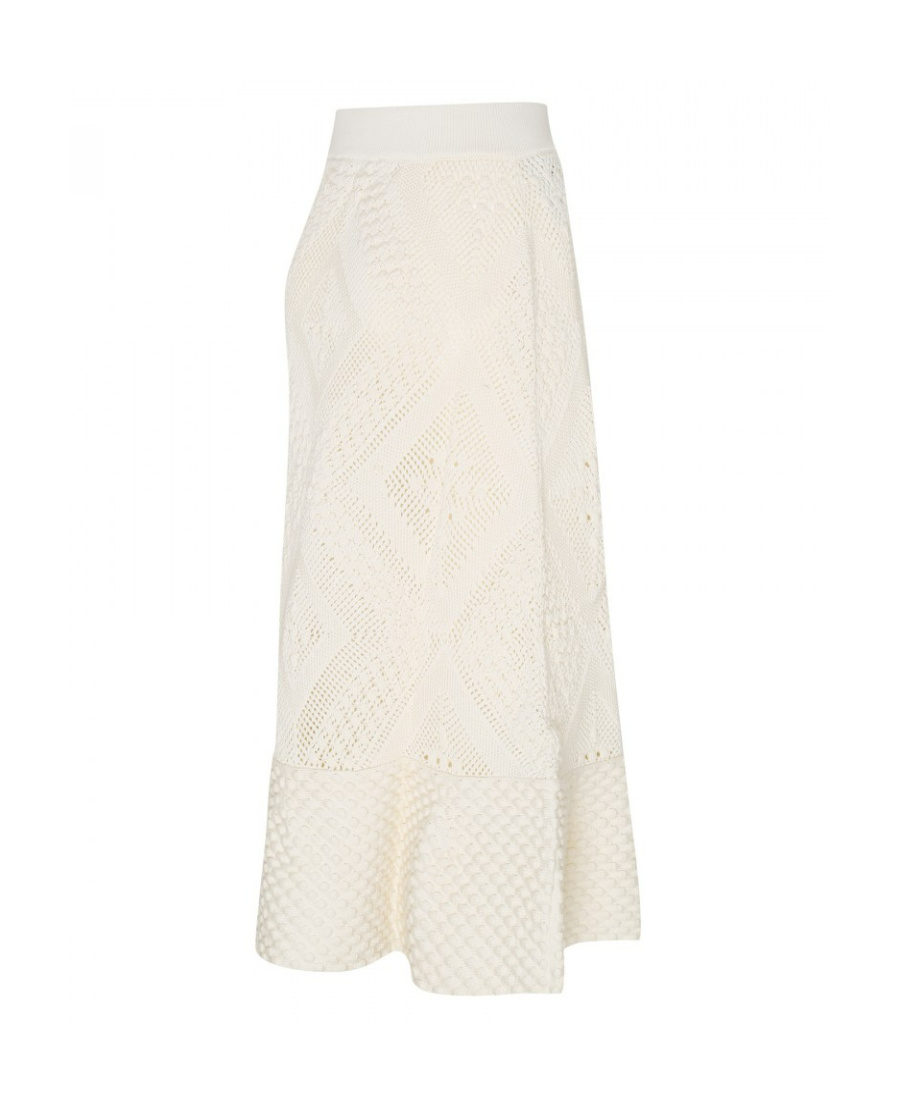 Jil Sander Open-knit Patterned Midi Skirt In White