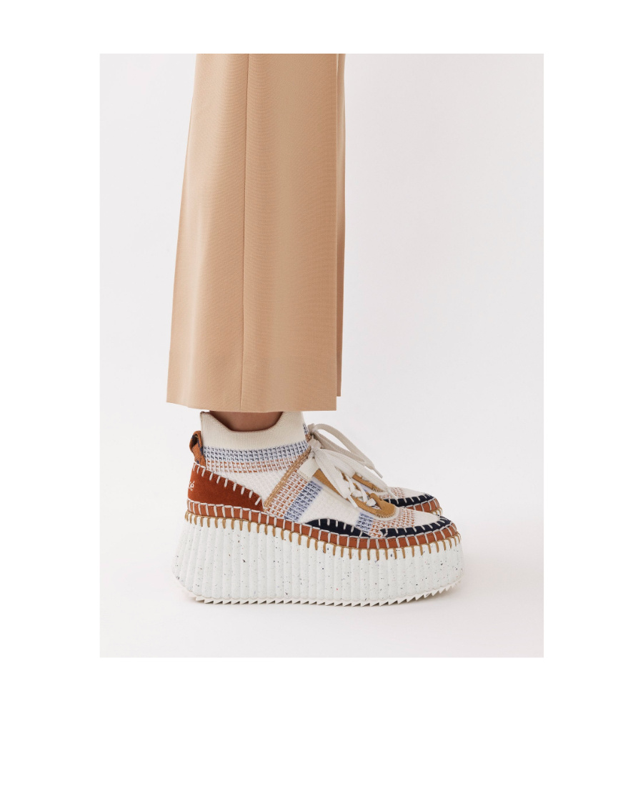 Shop Chloé Nama 80mm Platform Wedge Sneakers In White