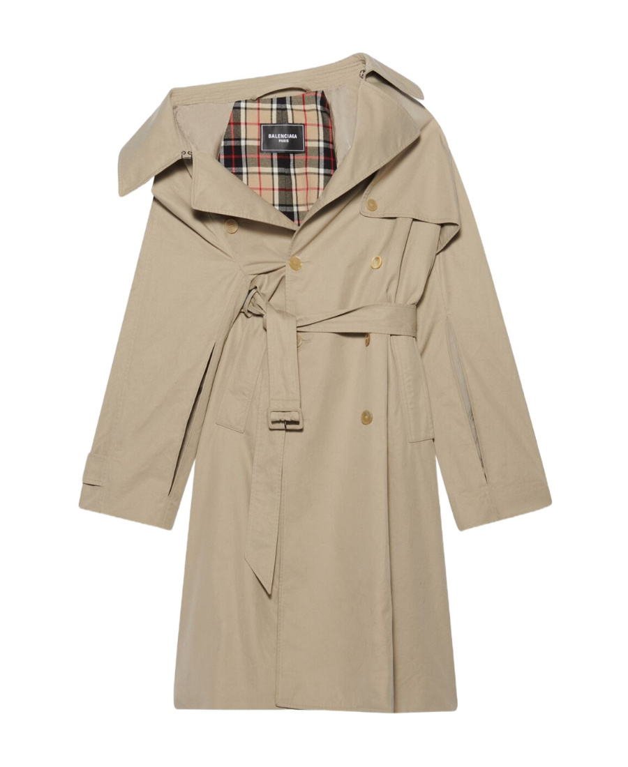 Shop Balenciaga Asymmetric-lapel Trench Coat In Nude