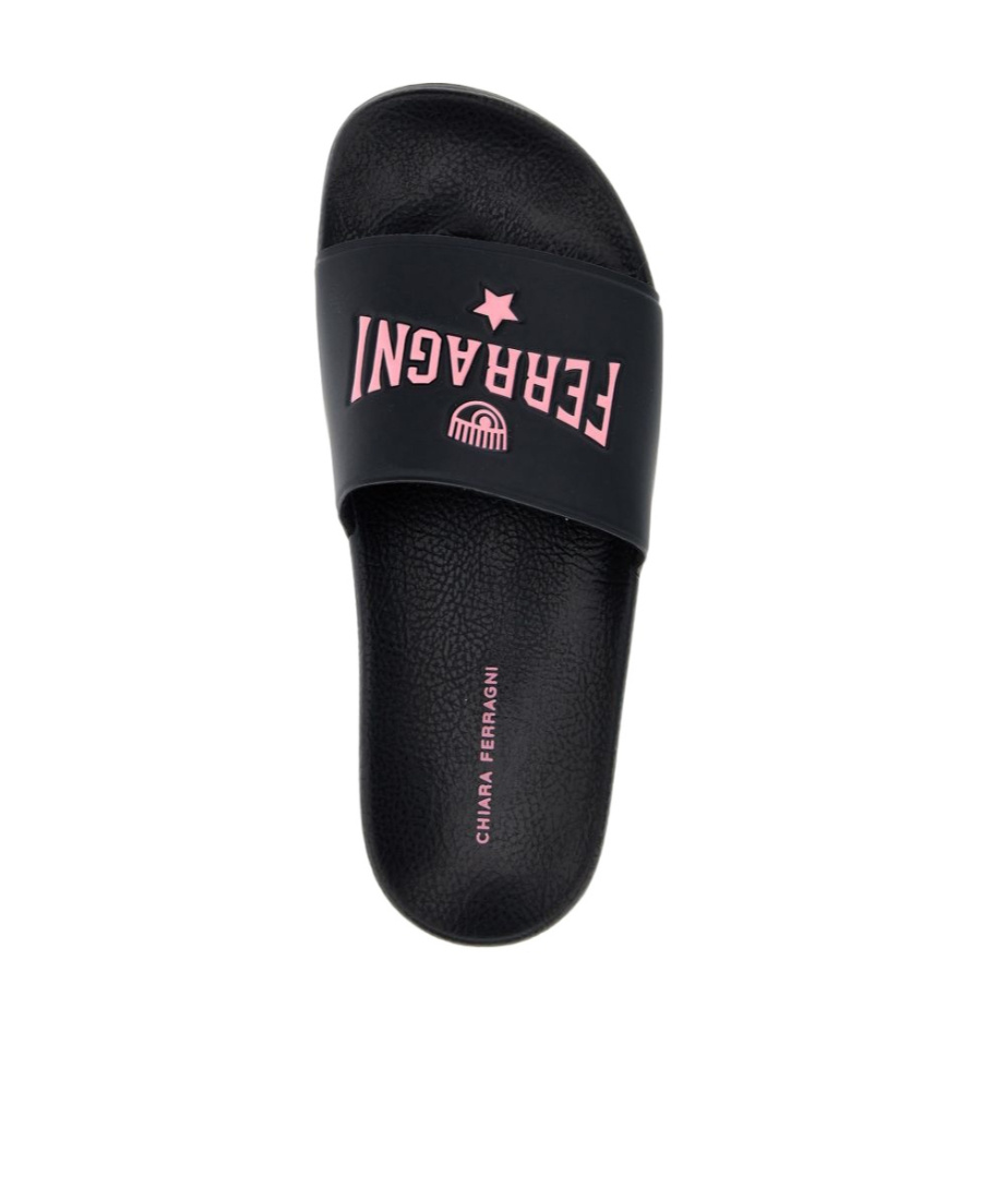 CHIARA FERRAGNI LOGO-EMBOSSED SLIP-ON SLIDES 
