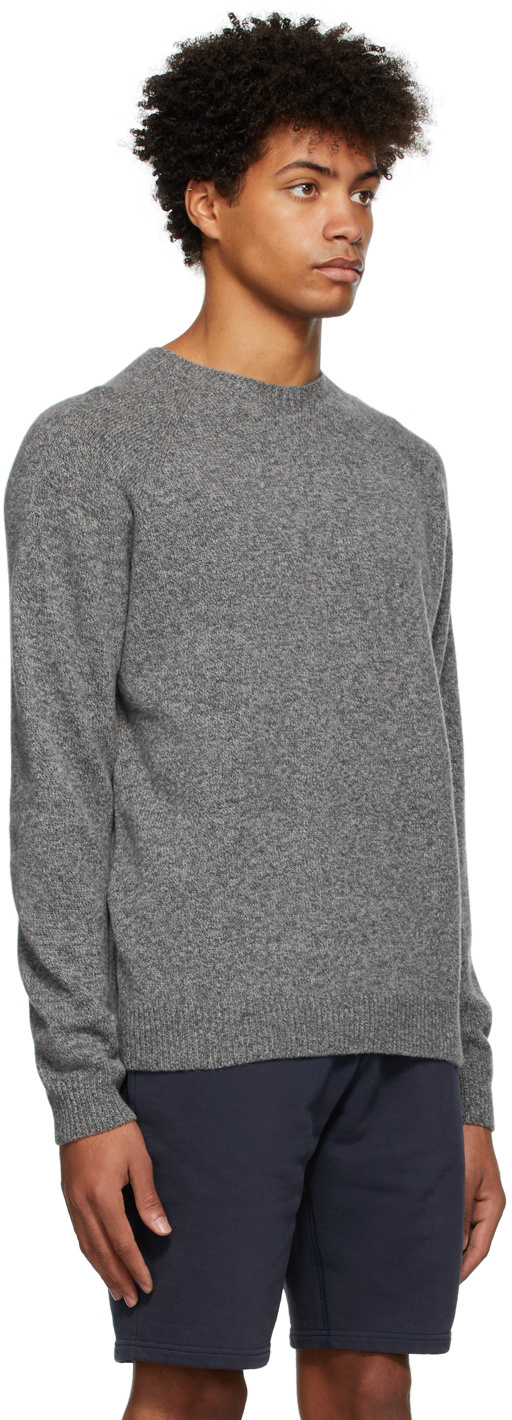 Sunspel Gray Round-neck Knitted Pullover In Gray
