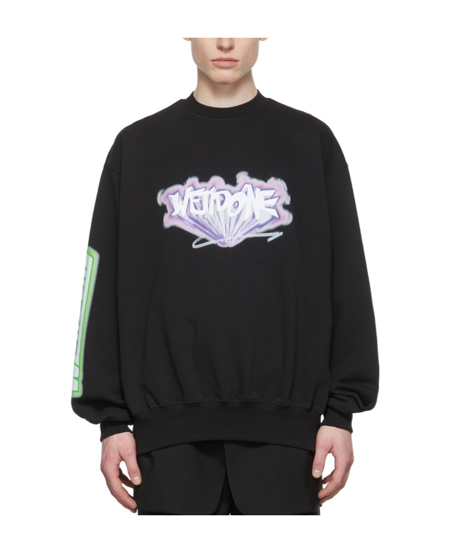 We11 Done Graffiti Logo-print Sweatshirt In Black