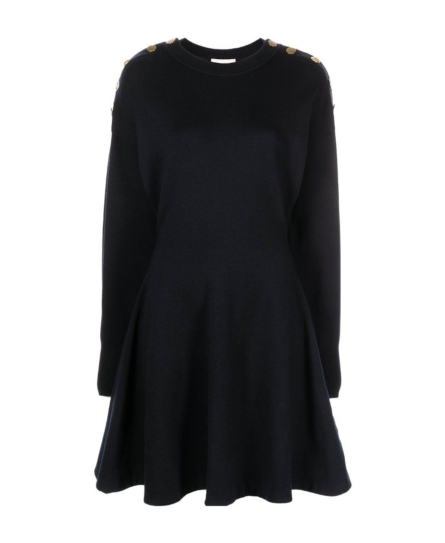 Alexander Mcqueen Buckle Shoulder Mini Dress In Black