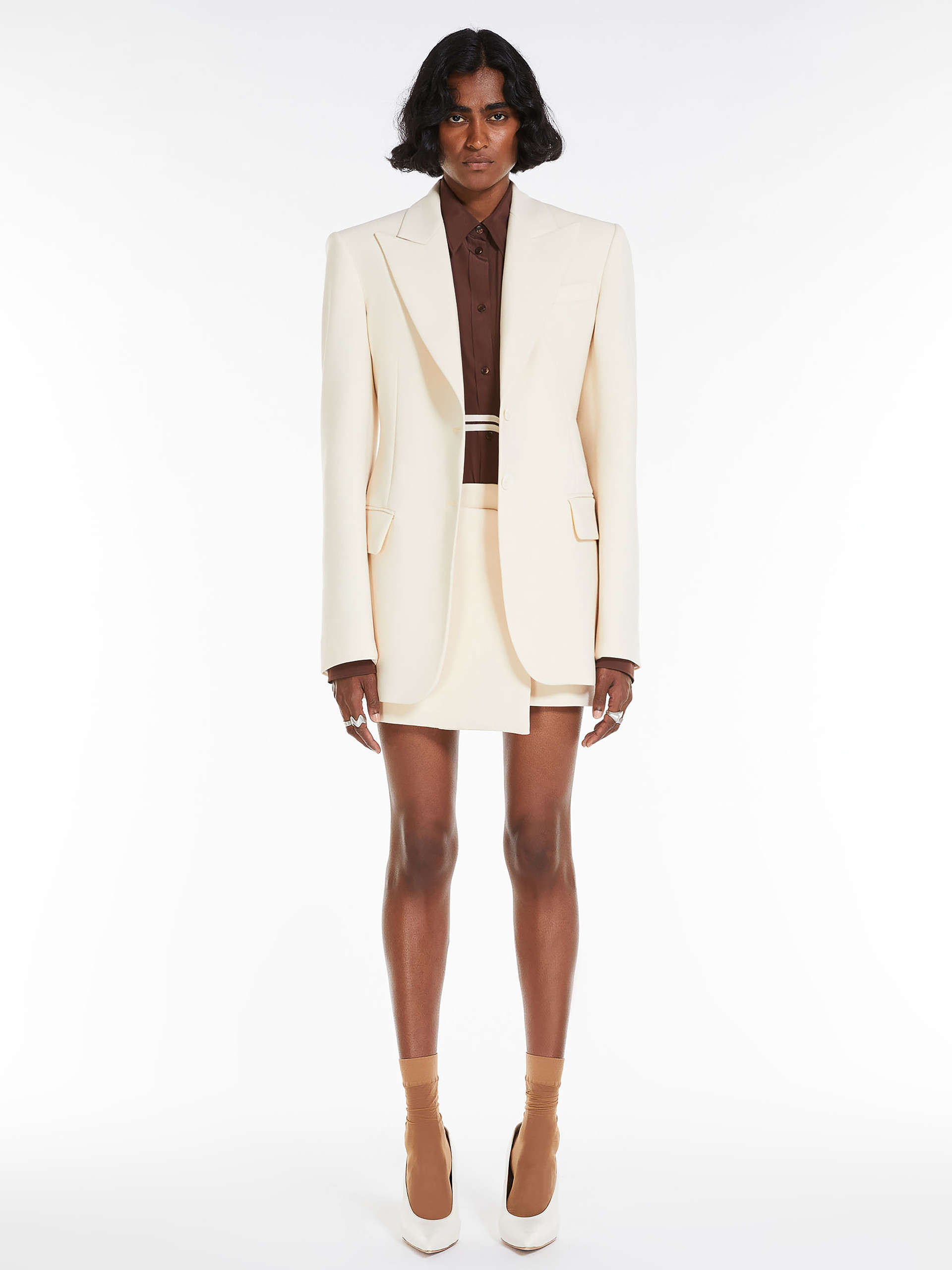 Sportmax Single-breasted Wool Suit Jacket In White